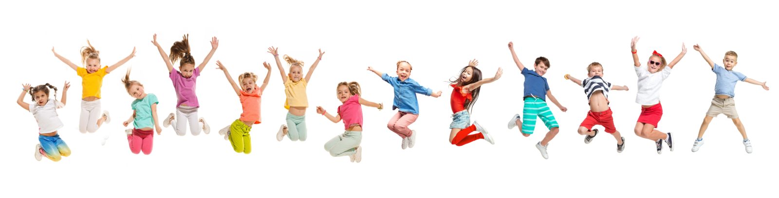 The kids dance school, ballet, hiphop, street, funky and modern dancers on white studio background. Girl is showing aerobic and dance element. Teen in hip hop style. Collage